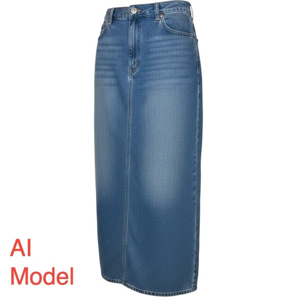 Dresses & Skirts - Vintage Prairie Denim Maxi Skirt Medium Wash High Waist USA Made Cotton 12/ 14